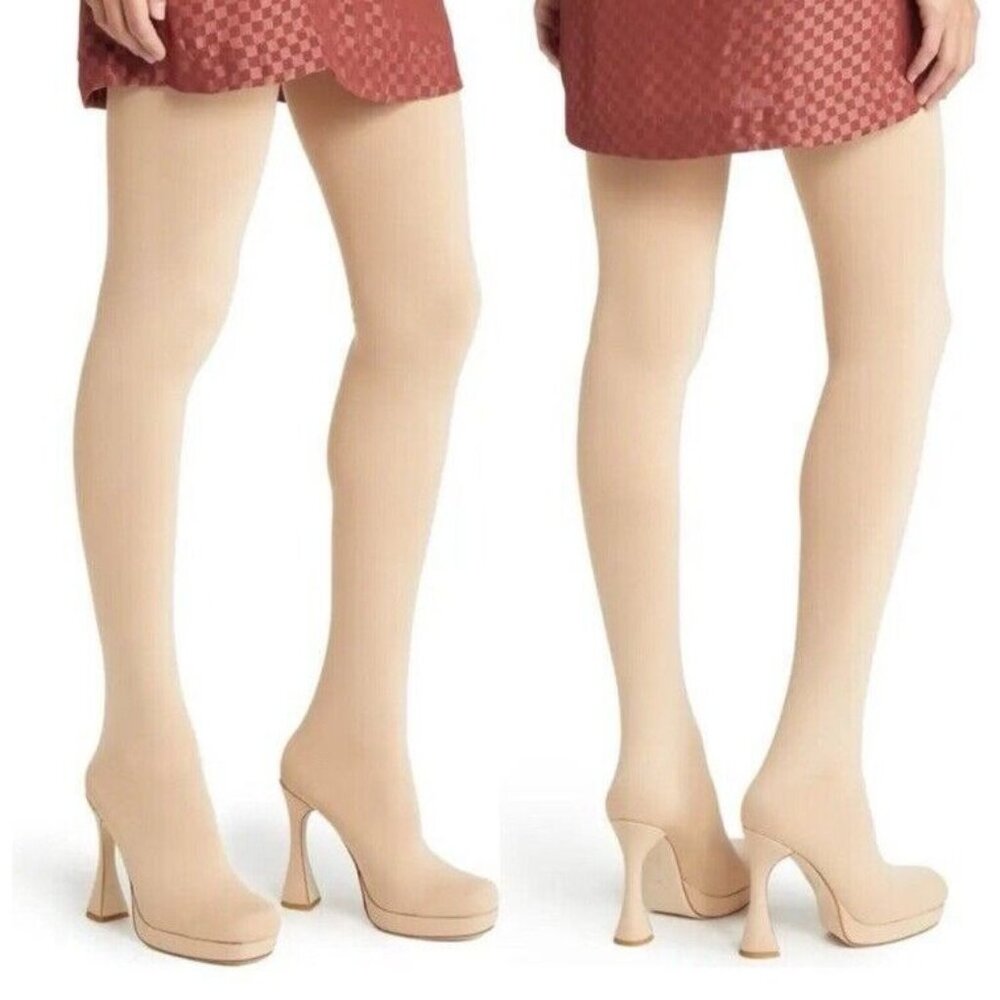 JEFFREY CAMPBELL Pantalones Platform Boot 8.5 Nude Pantboots Cosplay NEW